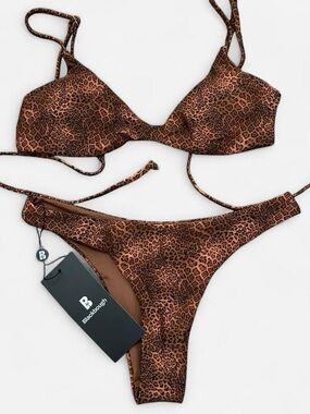 NWT Blackbough Leopard Print Brown Two-Piece Bikini Size Small